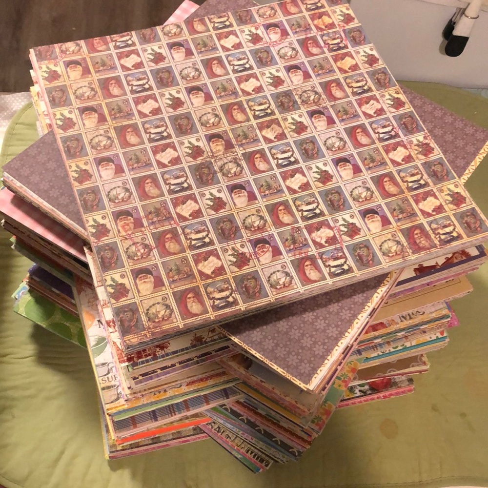50 sheets of 12”x12” crafting/scrapbook paper. Different weights, No repeats!